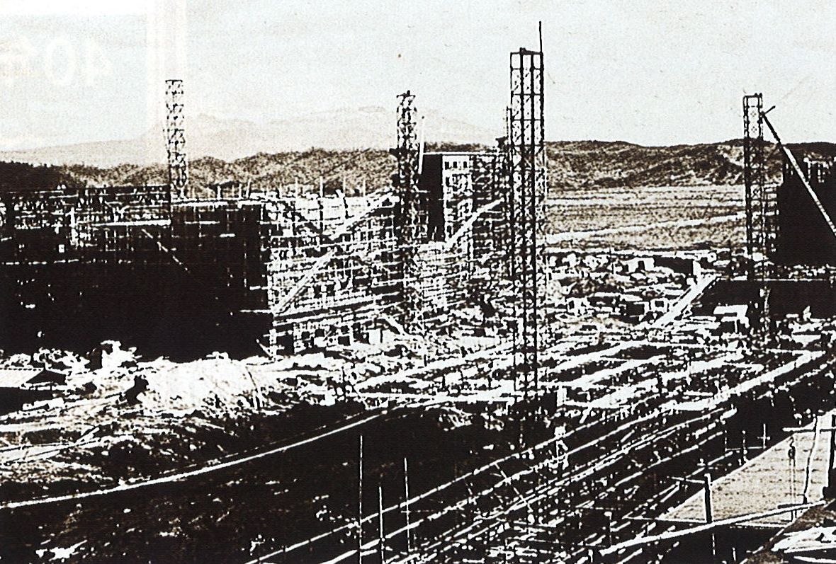 昭和34年の大昭和製紙白老工場建設の様子の写真