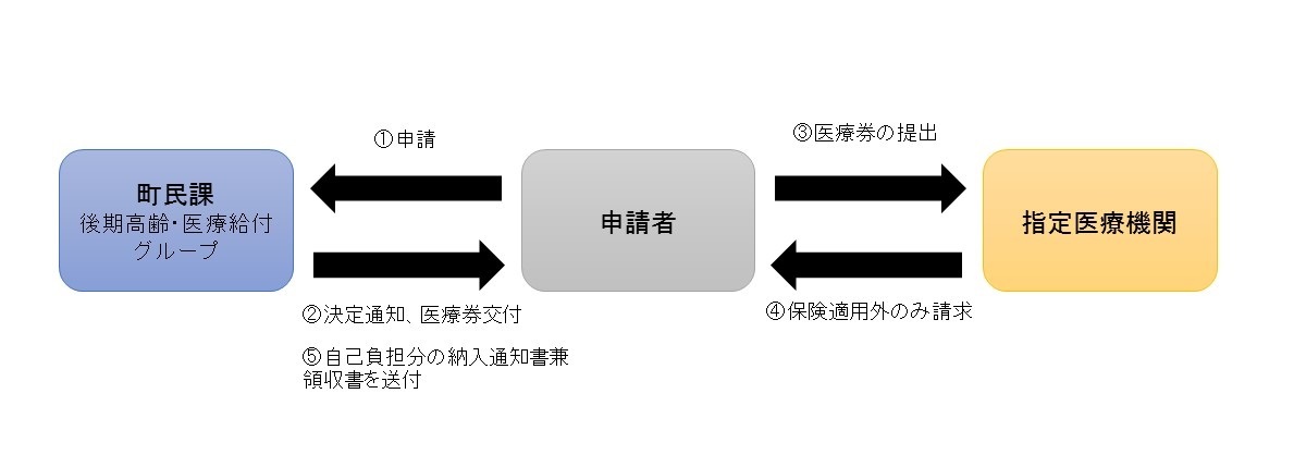 申請手続きから医療費支払いまでの流れの表した画像