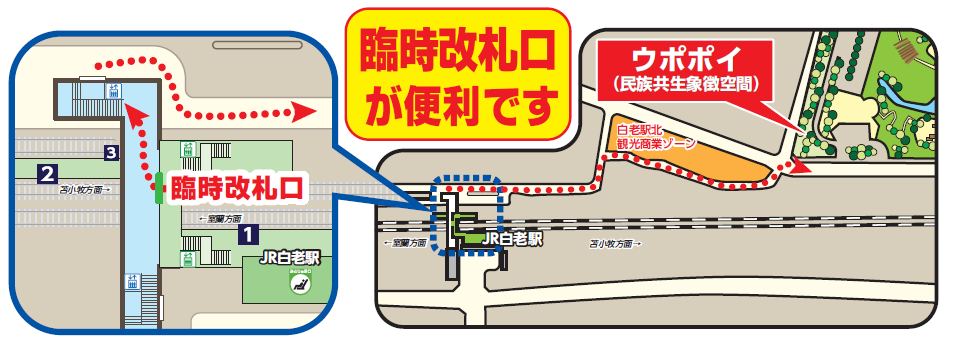 臨時改札口への案内イラスト